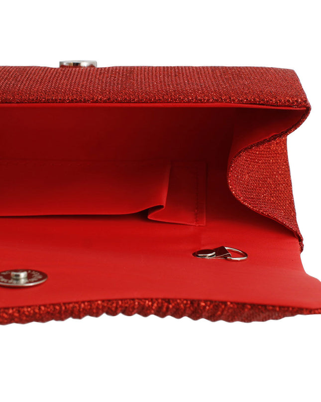 Clutch Red Ruched Evening Bag for Women
