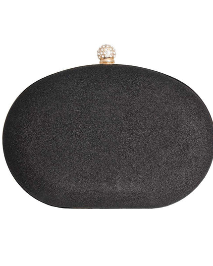 Clutch Black Crystal Hard Case Bag for Women