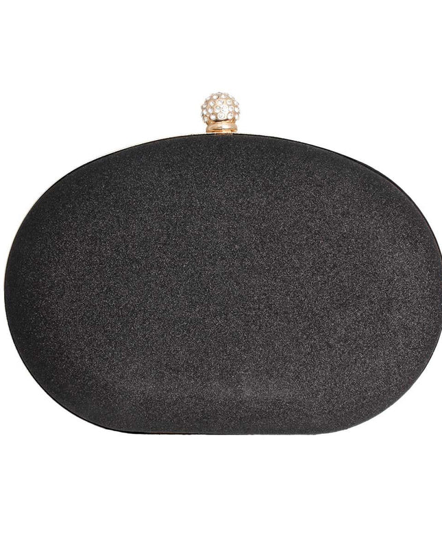 Clutch Black Crystal Hard Case Bag for Women