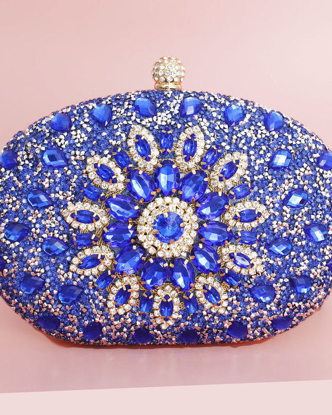 Clutch Blue Crystal Hard Case Bag for Women