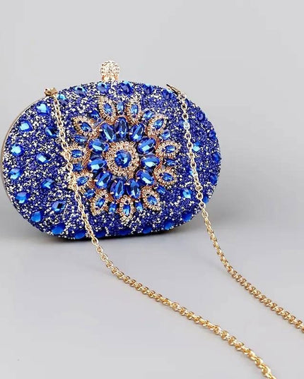 Clutch Blue Crystal Hard Case Bag for Women