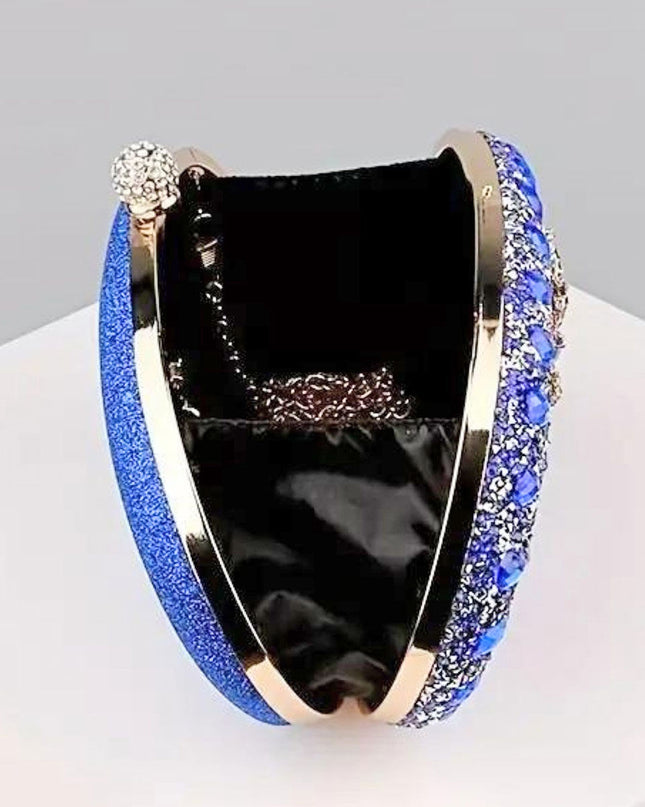 Clutch Blue Crystal Hard Case Bag for Women