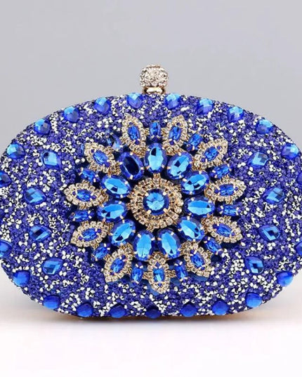 Clutch Blue Crystal Hard Case Bag for Women