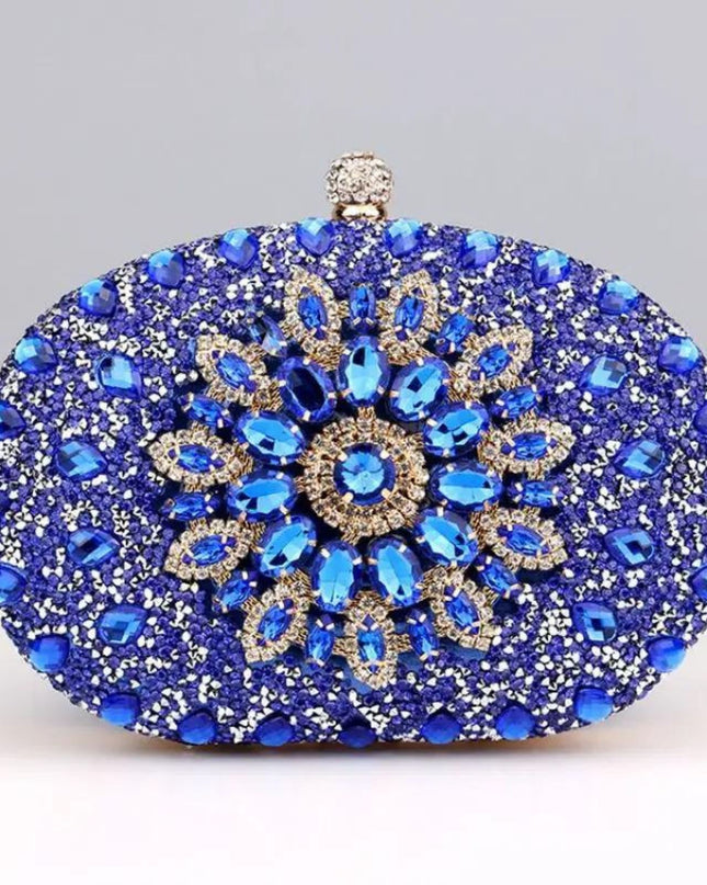 Clutch Blue Crystal Hard Case Bag for Women