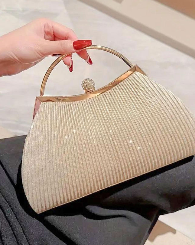 Clutch Gold Ruched Handbag for Women