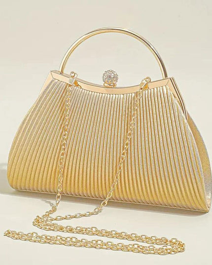 Clutch Gold Ruched Handbag for Women