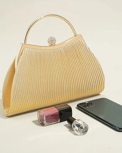 Clutch Gold Ruched Handbag for Women