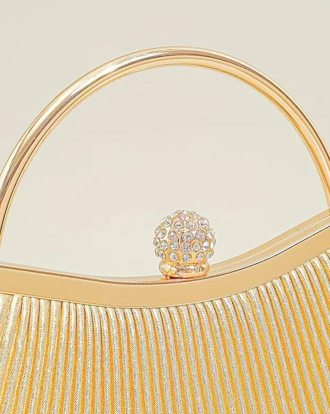 Clutch Gold Ruched Handbag for Women