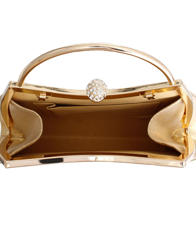 Clutch Gold Ruched Handbag for Women