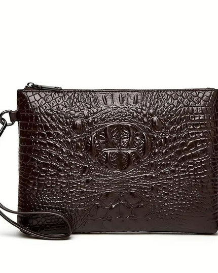 Clutch Brown Croc Wristlet Bag for Women