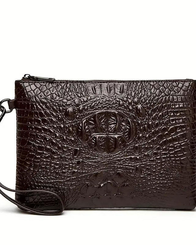 Clutch Brown Croc Wristlet Bag for Women