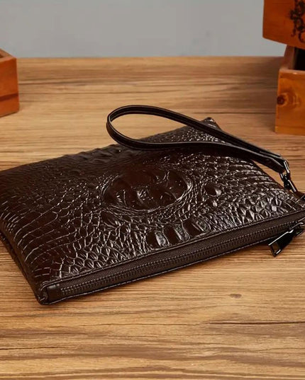 Clutch Brown Croc Wristlet Bag for Women