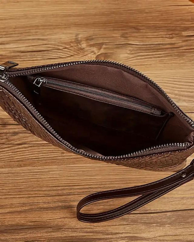 Clutch Brown Croc Wristlet Bag for Women