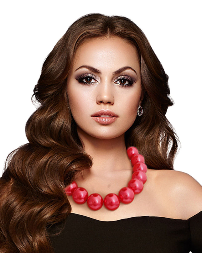 Red Bubble Gum Pearl Necklace