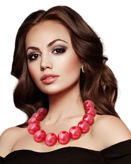 Red Bubble Gum Pearl Necklace