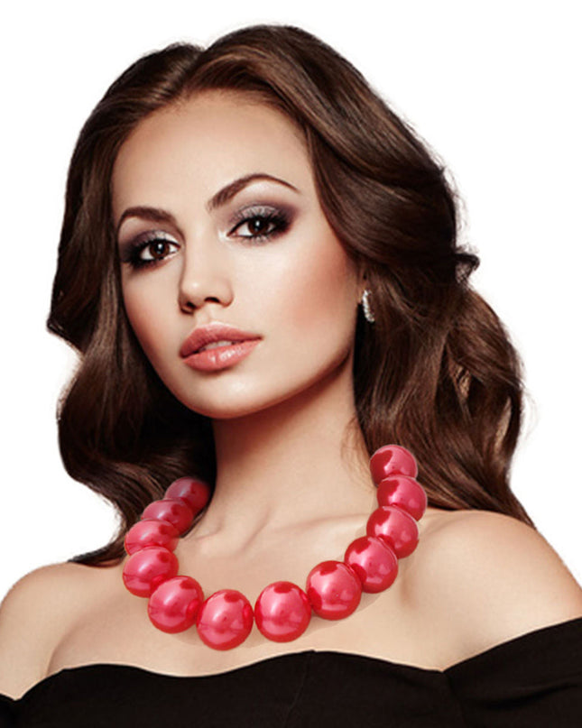 Red Bubble Gum Pearl Necklace