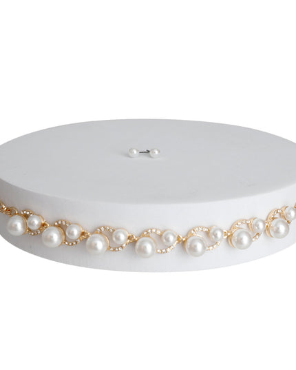 Cream Pearl Bling Gold Choker