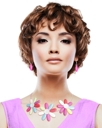 Multi Color Triple Flower Wire Collar