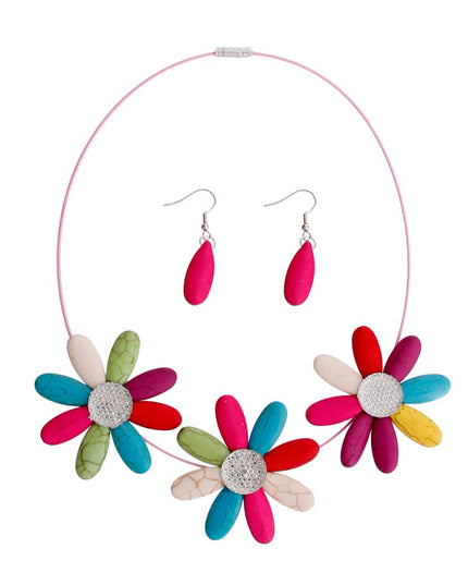 Multi Color Triple Flower Wire Collar